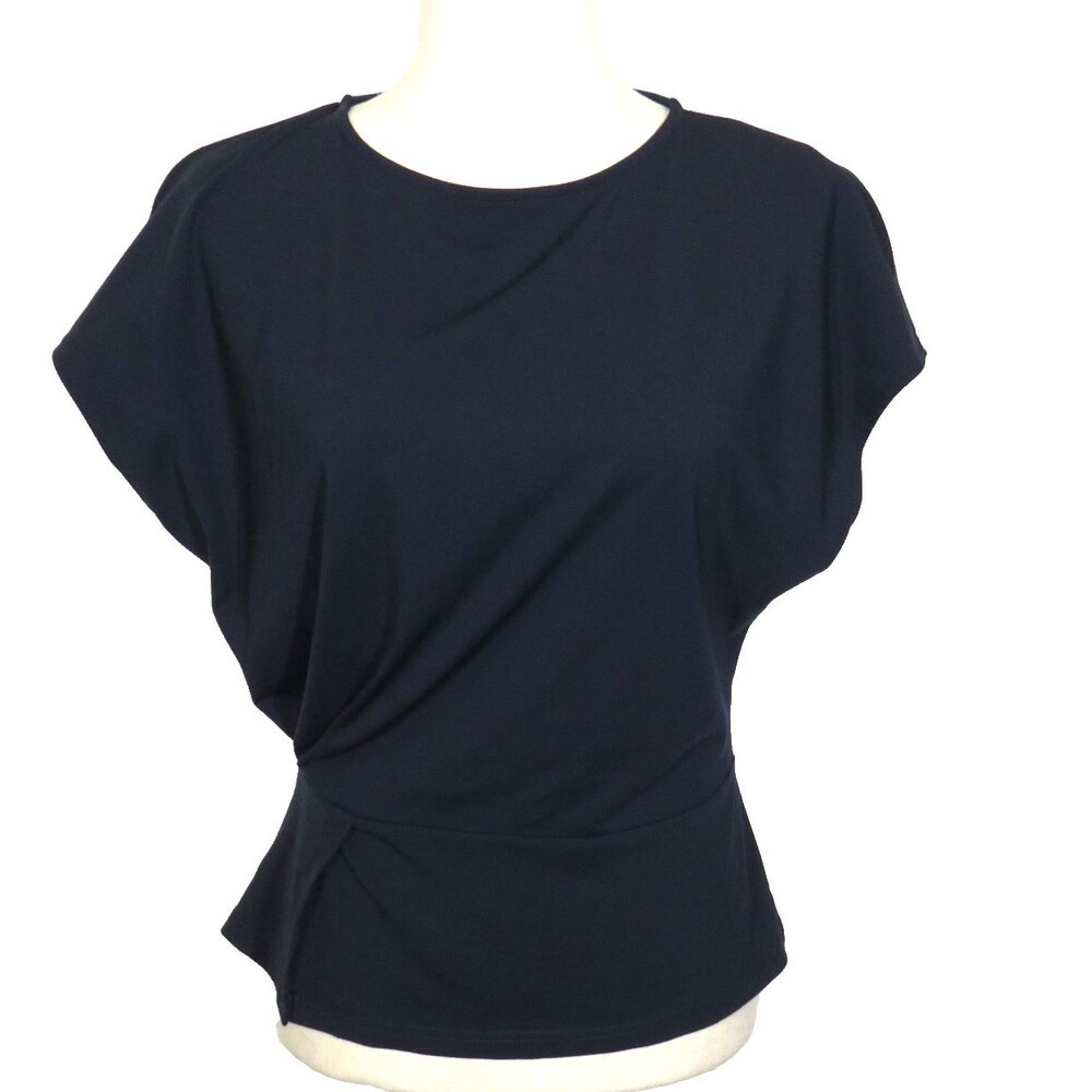 OGL Cooling Ponte Relaxed Round Neck Tucked Top Navy Size Medium